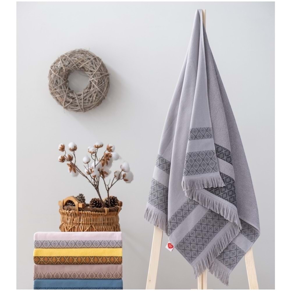 Cotton Box -Gri- Twins Bukle Plaj Havlusu (75x150)
