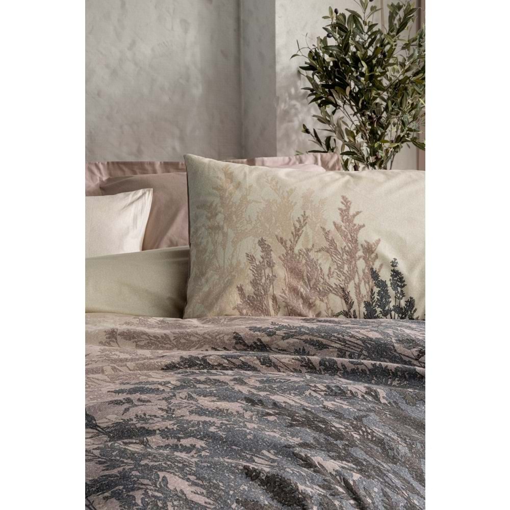 Cotton Box Ranforce -Lindon Bej- Dual Lastikli Çarşaflı Çift Kişilik Nevresim Takımı