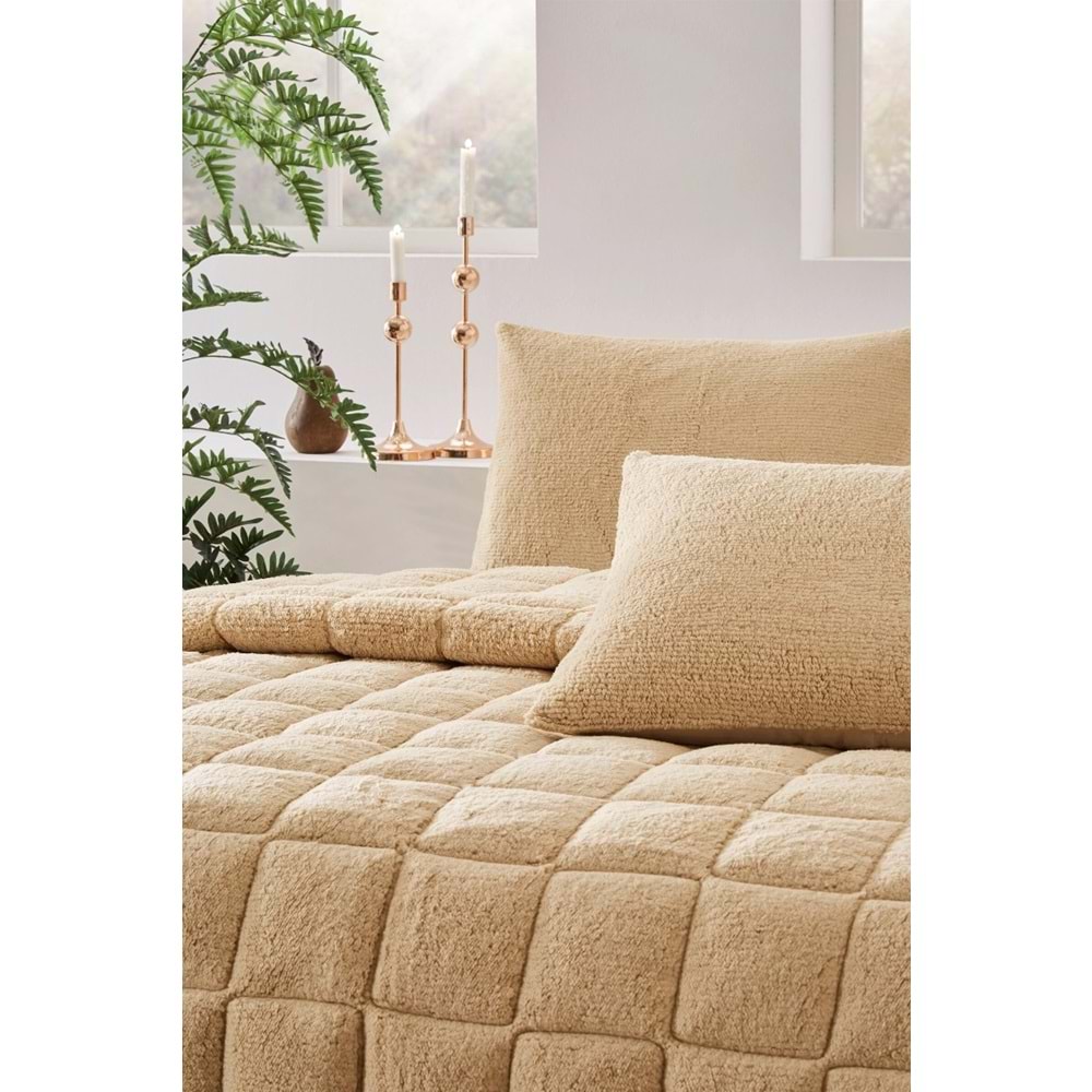Özdilek Bej Nova Yorgan (Yastıksız) Sherpa Battaniye Dokulu Çift Kişilik (195x215)