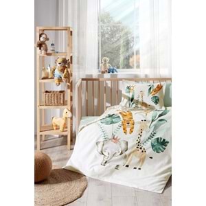 Özdilek Ranforce Bebek Beşik Nevresim Takımı-Jungle Krem