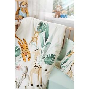 Özdilek Ranforce Bebek Beşik Nevresim Takımı-Jungle Krem