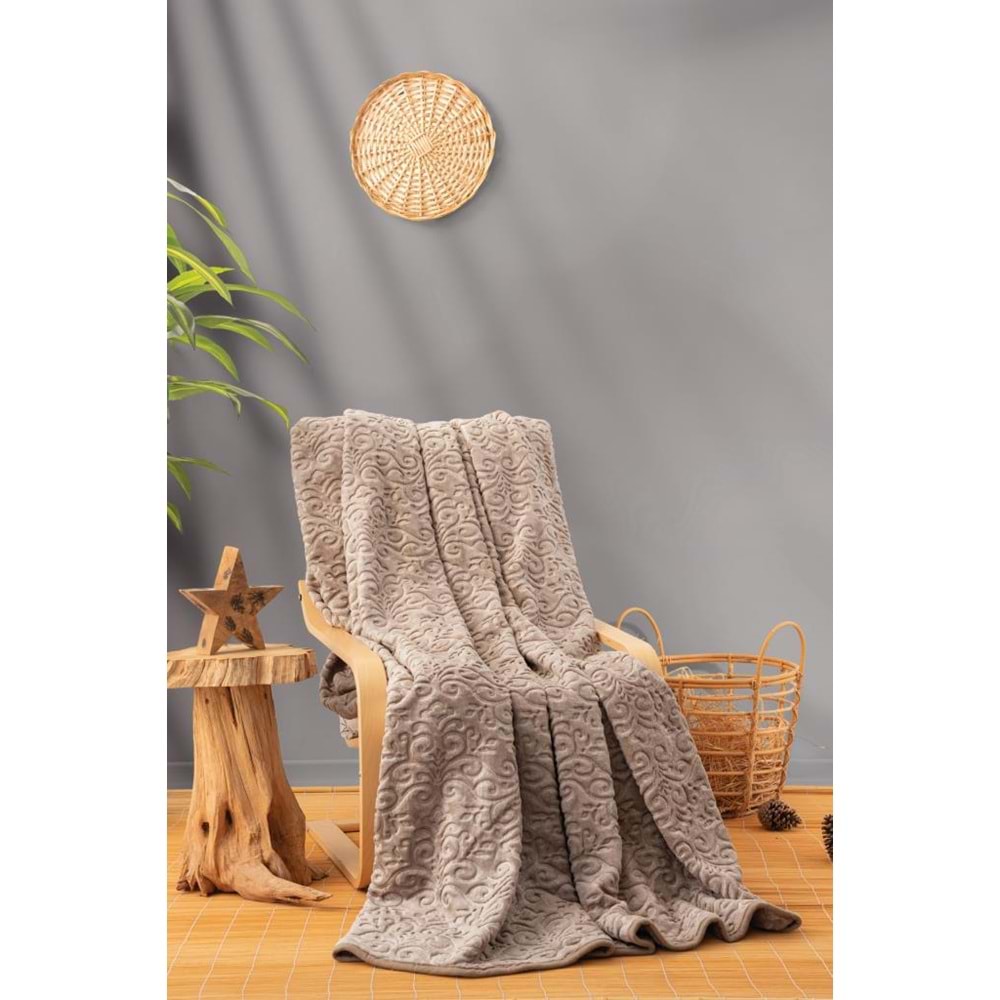 Cotton Box Embos -Bej- Çift Kişilik Kutulu Battaniye (220x240)