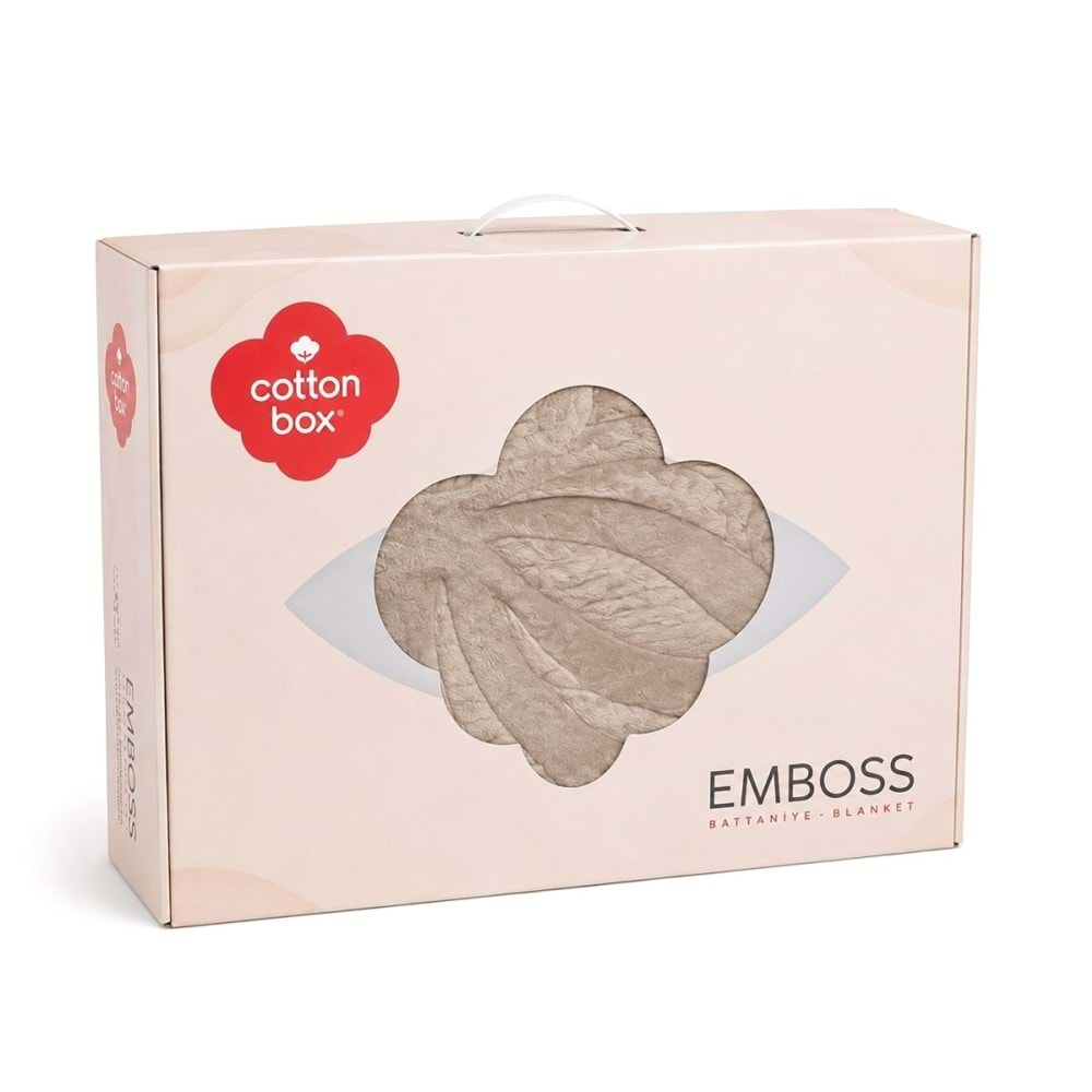 Cotton Box Embos -Bej- Çift Kişilik Kutulu Battaniye (220x240)