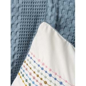 Cottonbox Tek Kişilik Lastikli Çarşaflı Pike Takımı Aura Pebble Indigo