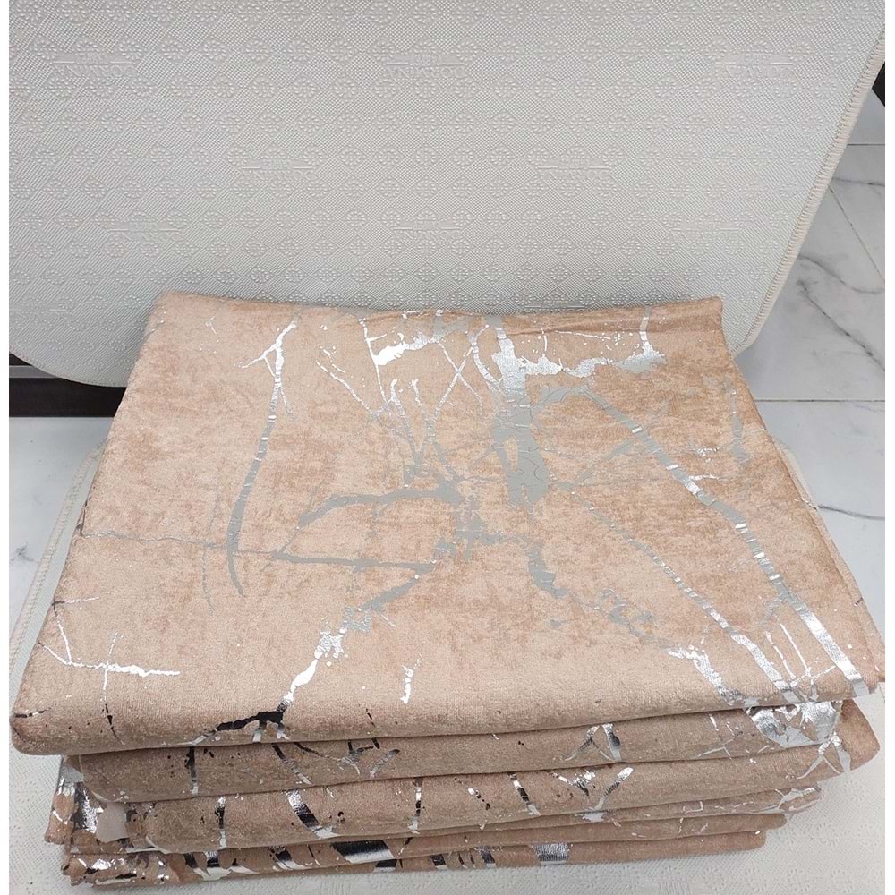 Süngerli Kadife Mermer Desen Kaymaz Koltuk Örtüsü (170x210)-Kahveye Gümüş Varaklı