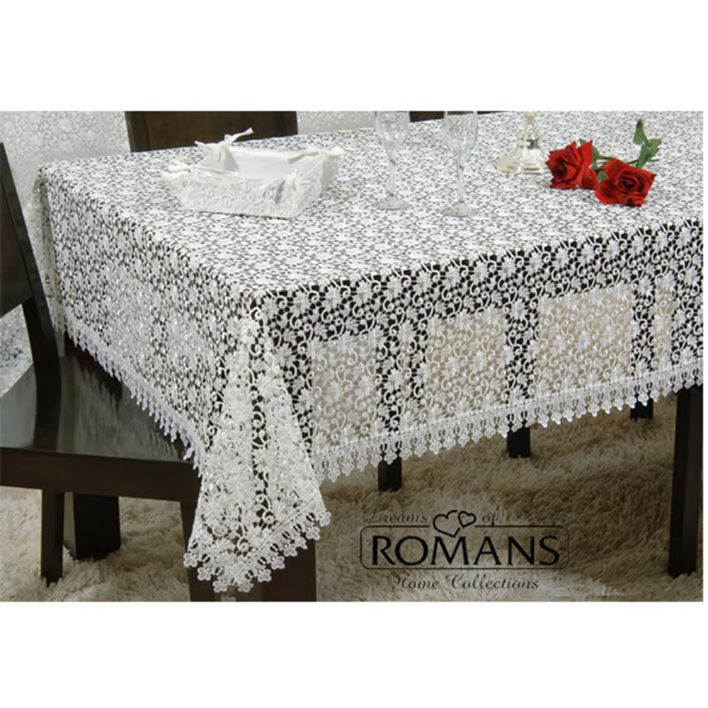 Romans Güpürlü Masa Örtüsü-krem (160x230)
