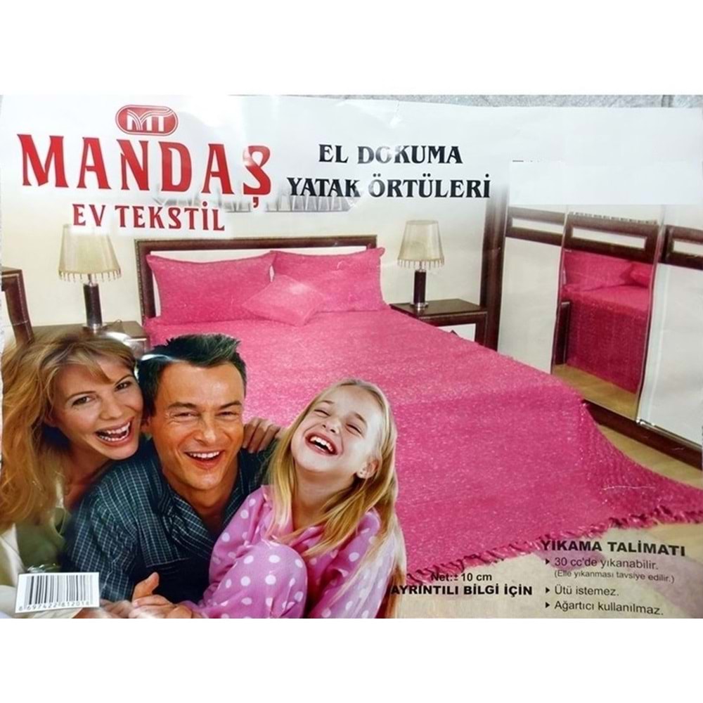 Tavşan Tüyü El Dokuma Yumuşak Dokulu Tek Kişilik Yatak Örtüsü (160x240)-Pembe