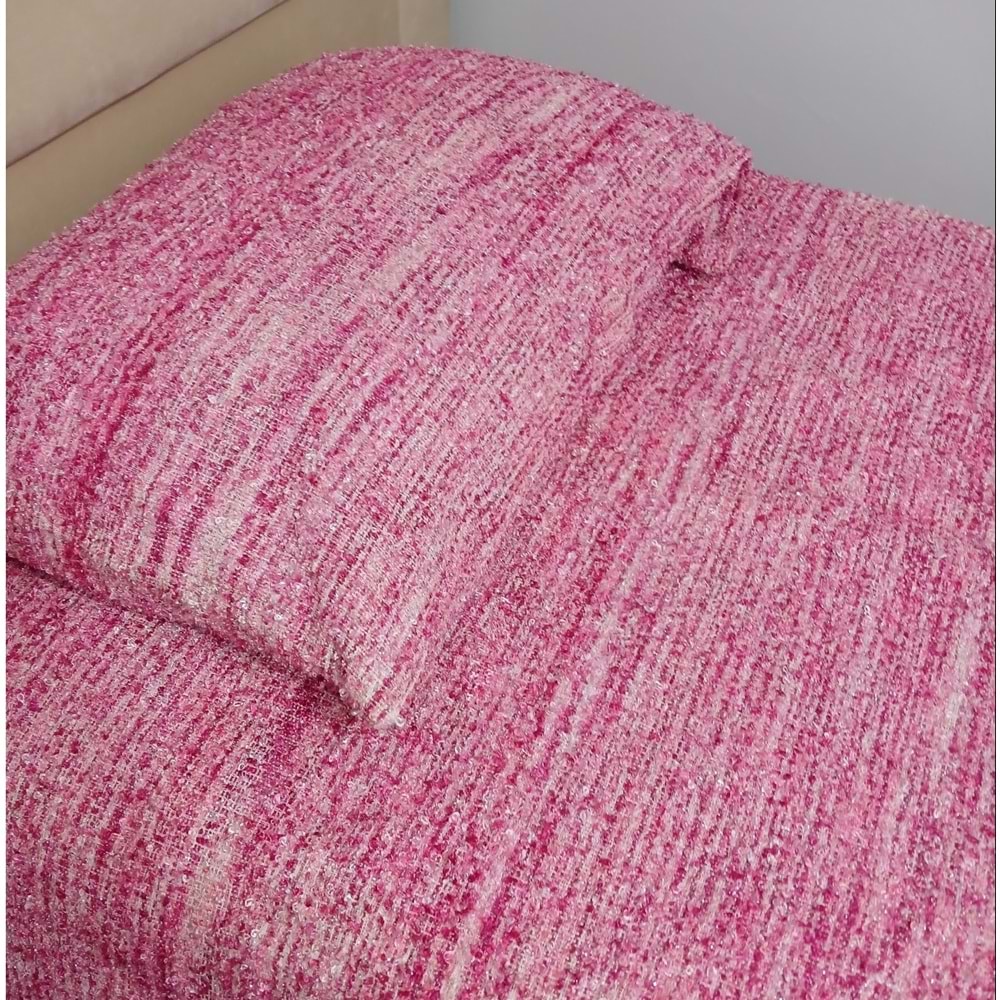 Akıllı ip El Dokuma Akriilik ip Tek Kişilik Yatak Örtüsü (160x240)-A Pembe