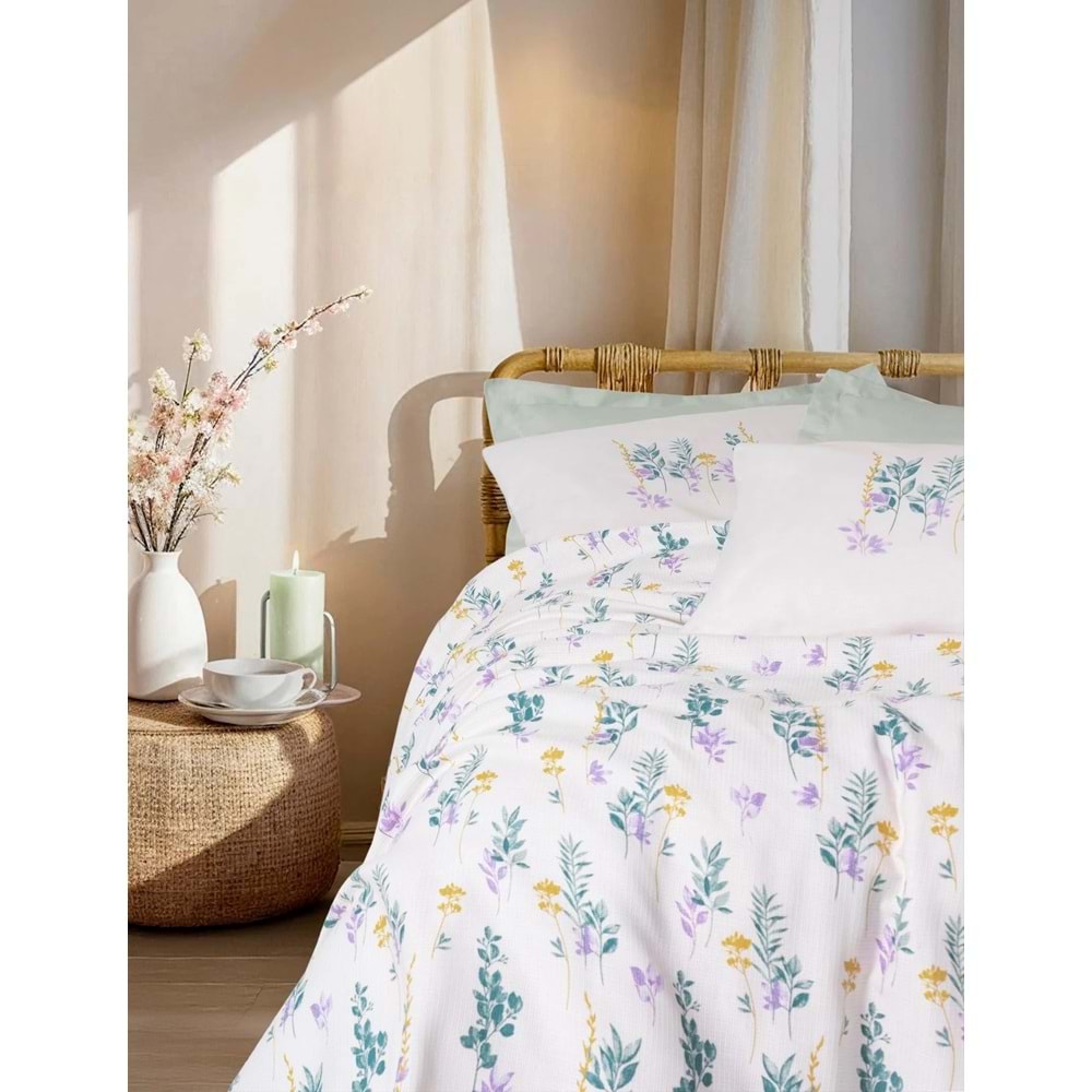 Cotton Box Estiva Tek Kişilik Pike Takımı Twıng Mint