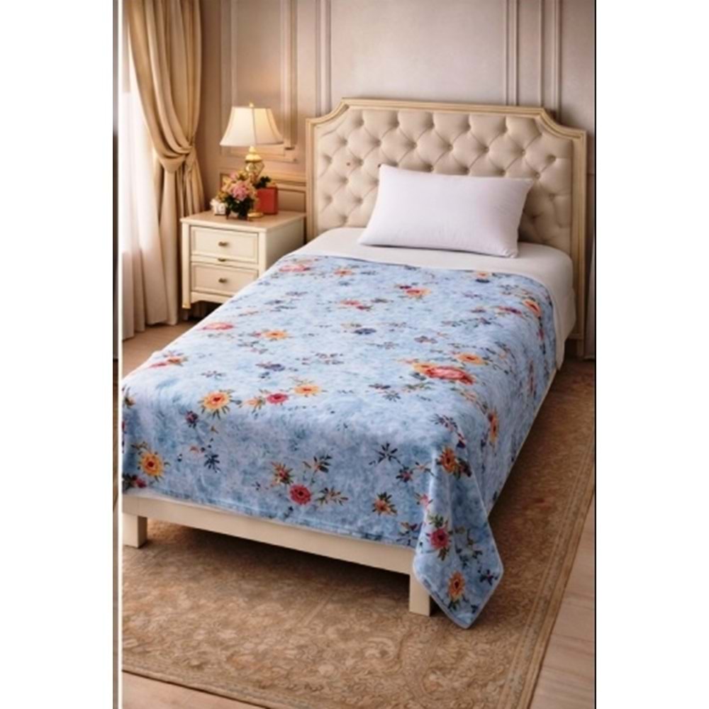 Amazon Ev Pamuk Dokuma Tek Kişilik Pike 160*240 Cm Mavi - çiçekli A5