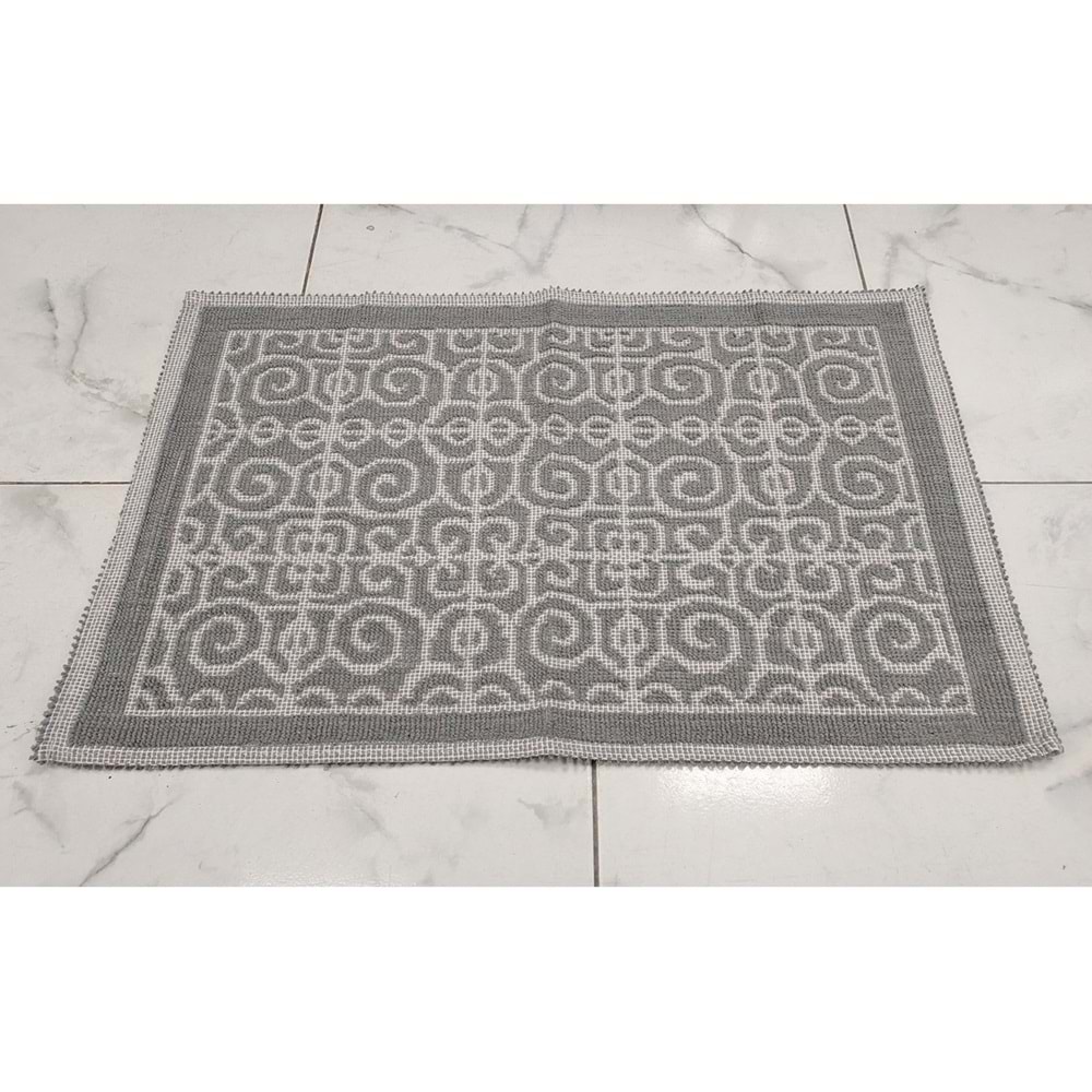 Pamuklu Bukle Lüks Kilim (50x80)-Spiral Gri