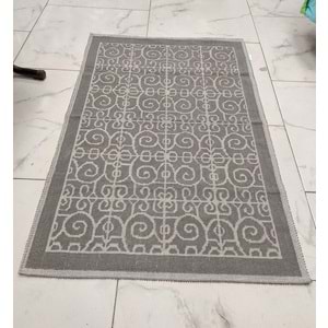 Pamuklu Bukle Lüks Kilim (80x125)-Spiral Gri
