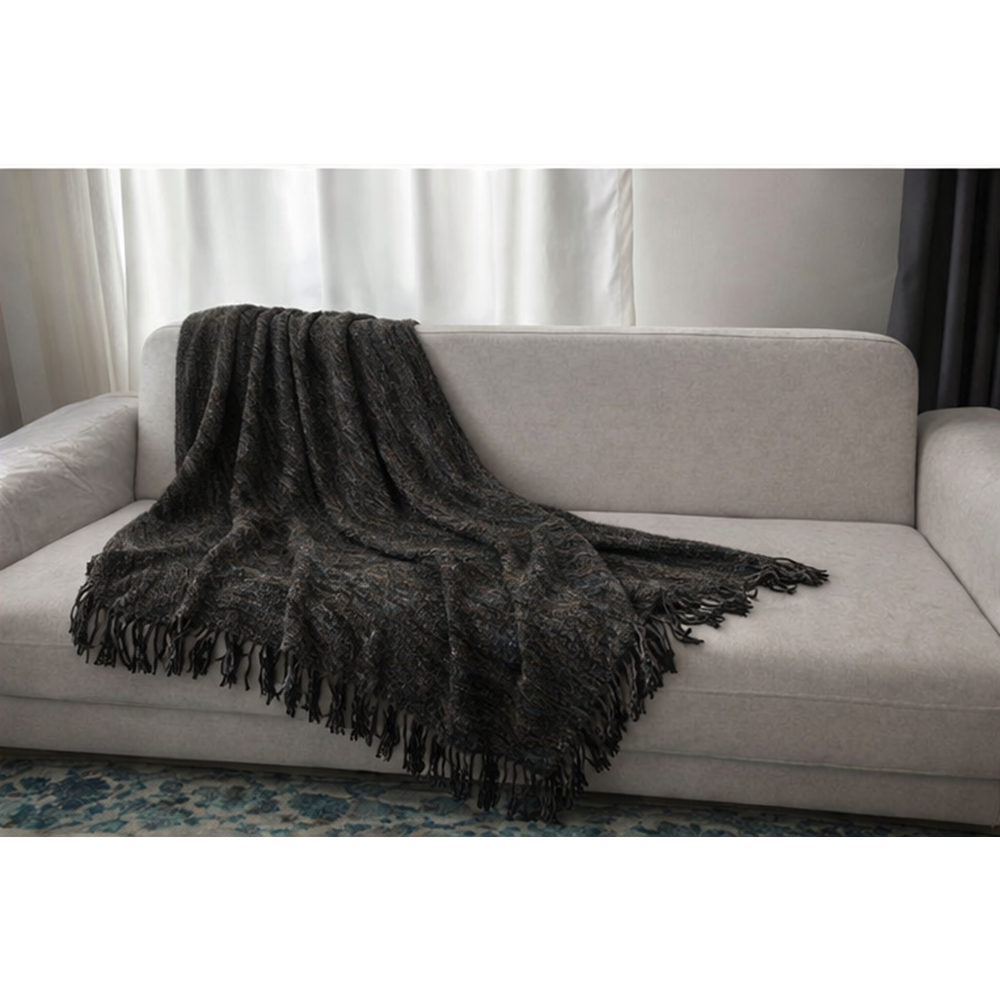 Mandaş el dokuma Yeni Nesil koltuk şalı 170*170 2 li pk siyah