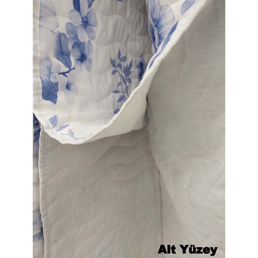 Ogi Home Pamuklu Çok Amaçlı Desenli Tek Kişilik Pike, Yatak Ört (160x230) - Mavi-Beyaz