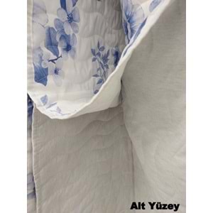 Ogi Home Pamuklu Çok Amaçlı Desenli Tek Kişilik Pike, Yatak Ört (160x230) - Mavi-Beyaz