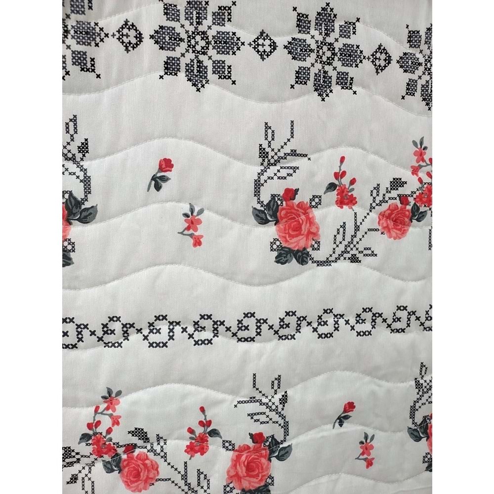 Ogi Home Pamuklu Çok Amaçlı Desenli Tek Kişilik Pike, Yatak Ört (160x230) - Mercan Çiçekli