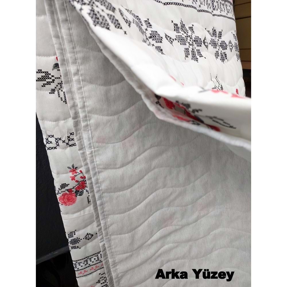 Ogi Home Pamuklu Çok Amaçlı Desenli Tek Kişilik Pike, Yatak Ört (160x230) - Mercan Çiçekli