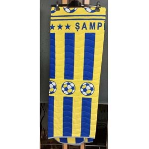 Pamuklu Çok Amaçlı Spor Desen Tek Kişilik Pike, Yatak Ört (160x230) - Sarı-Lacivert