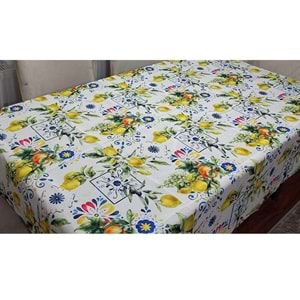 2 Adet Limon Portakal Desenli 3D Dikdörtgen Masa Örtüsü (160x200)