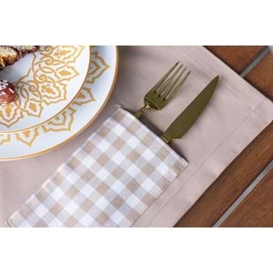 Tropik home Amerikan Servis Moena Dinner Runner Seti 6 Kişilik Set Kahve Ekose Desen Salon ve Masa Sunum Takımı
