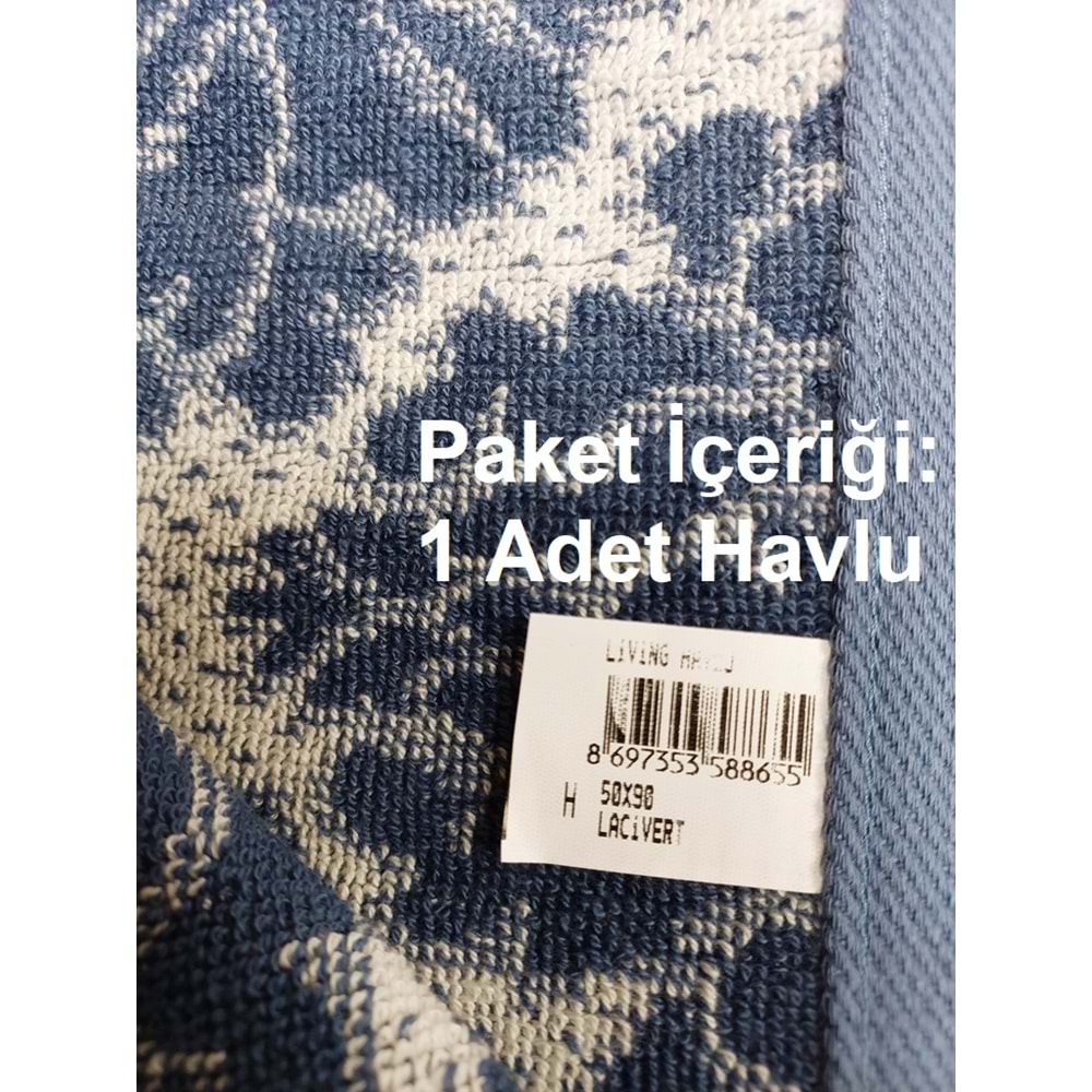 Özdilek 1 Adet Pamuk El-Yüz Havlusu (50x90)-Living Lacivert
