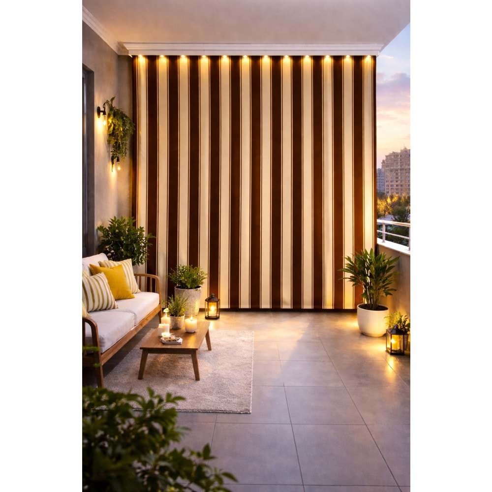 Balkon Perdesi Kalın Branda Kumaşı Metrelik (En 280cm)-Kahve Krem