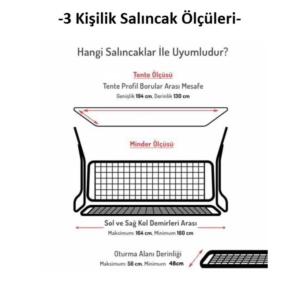 Mandaş Süngerli 3 Kişilik Salıncak Minder Seti (Pamuklu Kumaş)-Saatli Lacivert