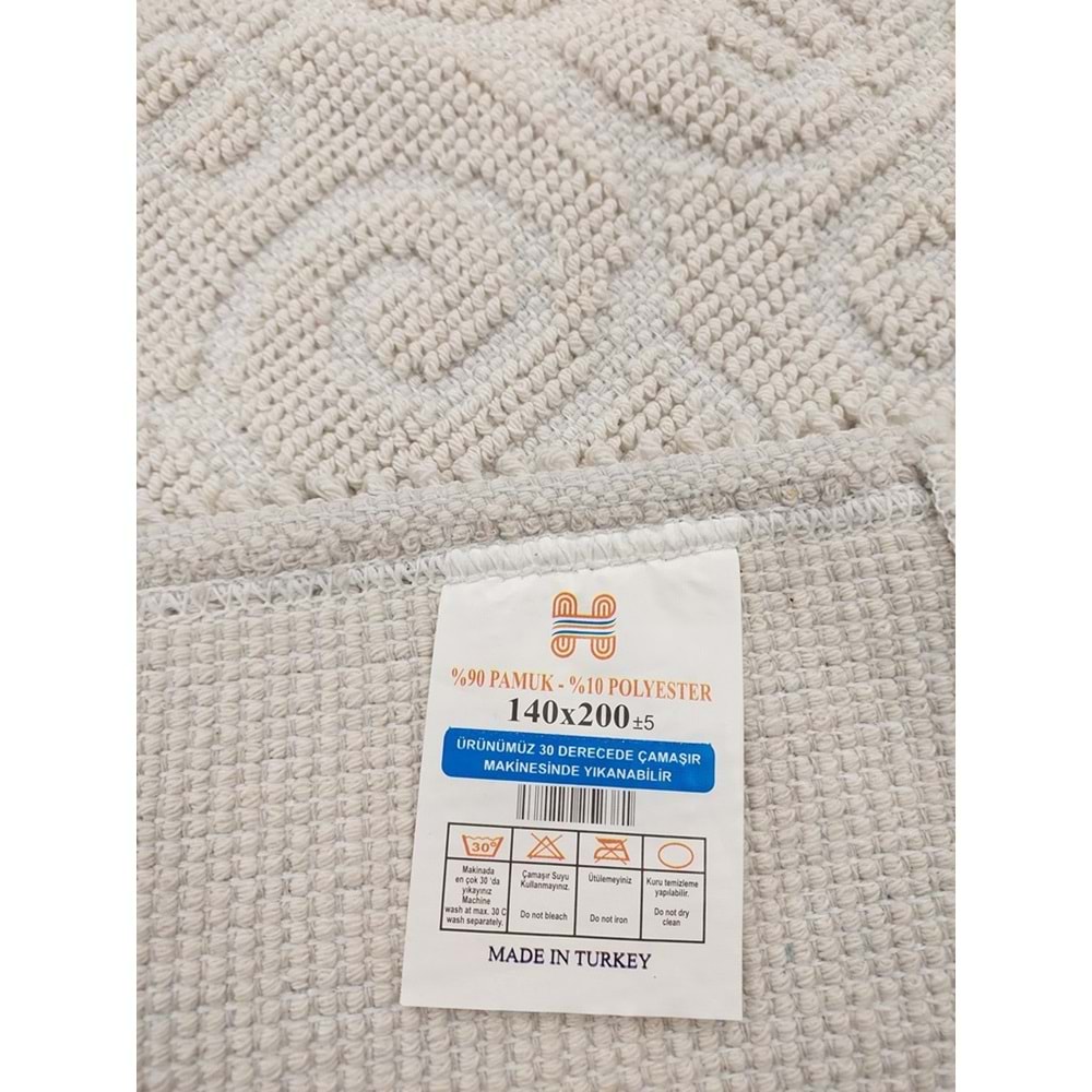 Pamuklu Bukle Lüks Kilim (140x200)-Spiral Krem