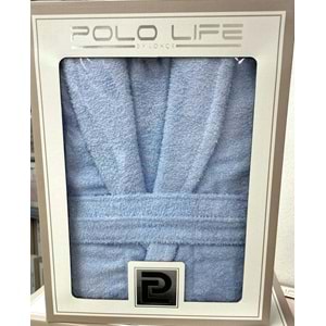Polo Life Kutulu %100 Pamuk Tek Bornoz Şalyaka-A.Mavi (L Beden)