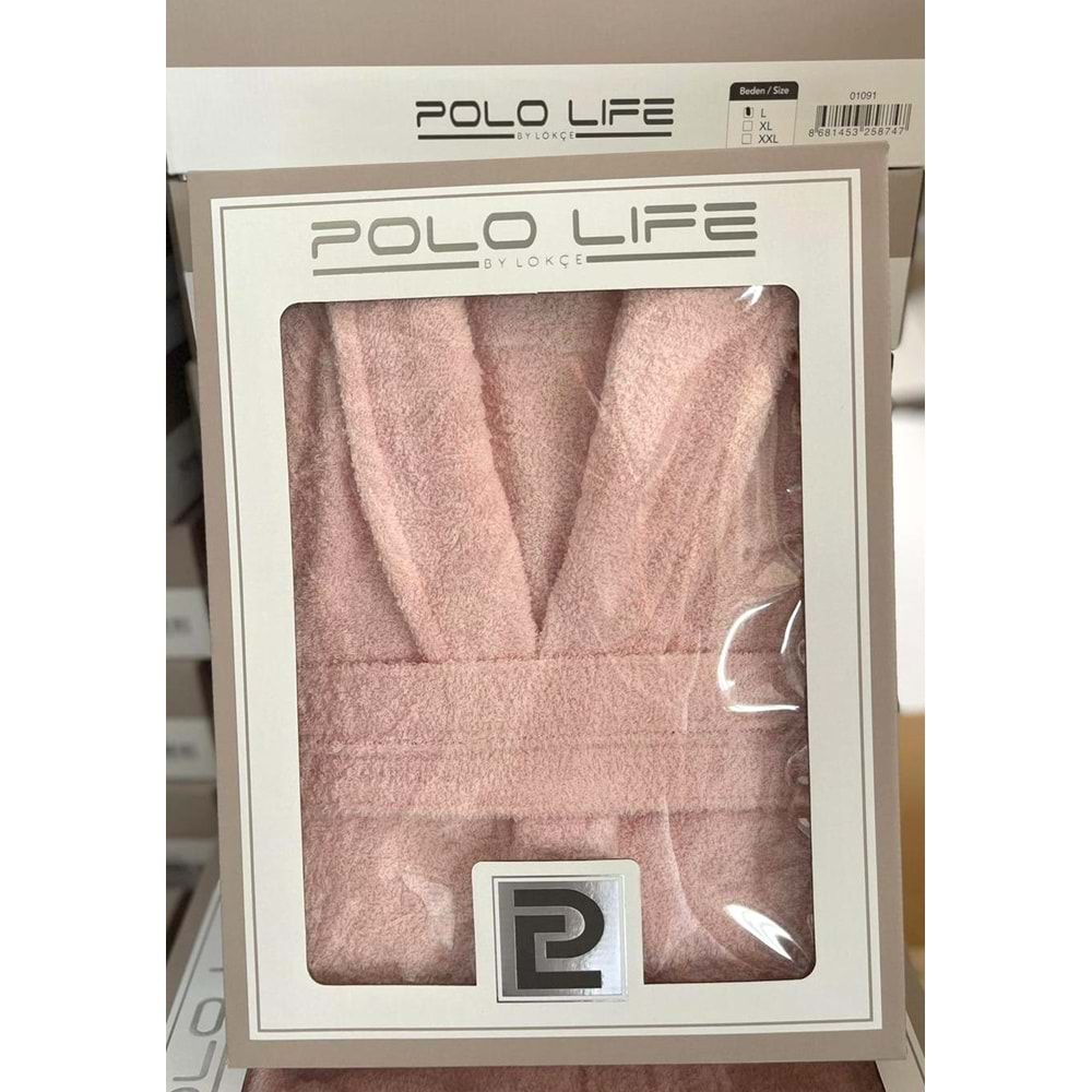 Polo Life Kutulu %100 Pamuk Tek Bornoz Şalyaka-A.Pembe (XL Beden)