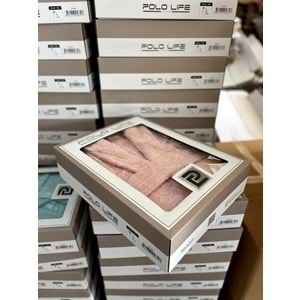 Polo Life Kutulu %100 Pamuk Tek Bornoz Şalyaka-Şeftali (XXL Beden)