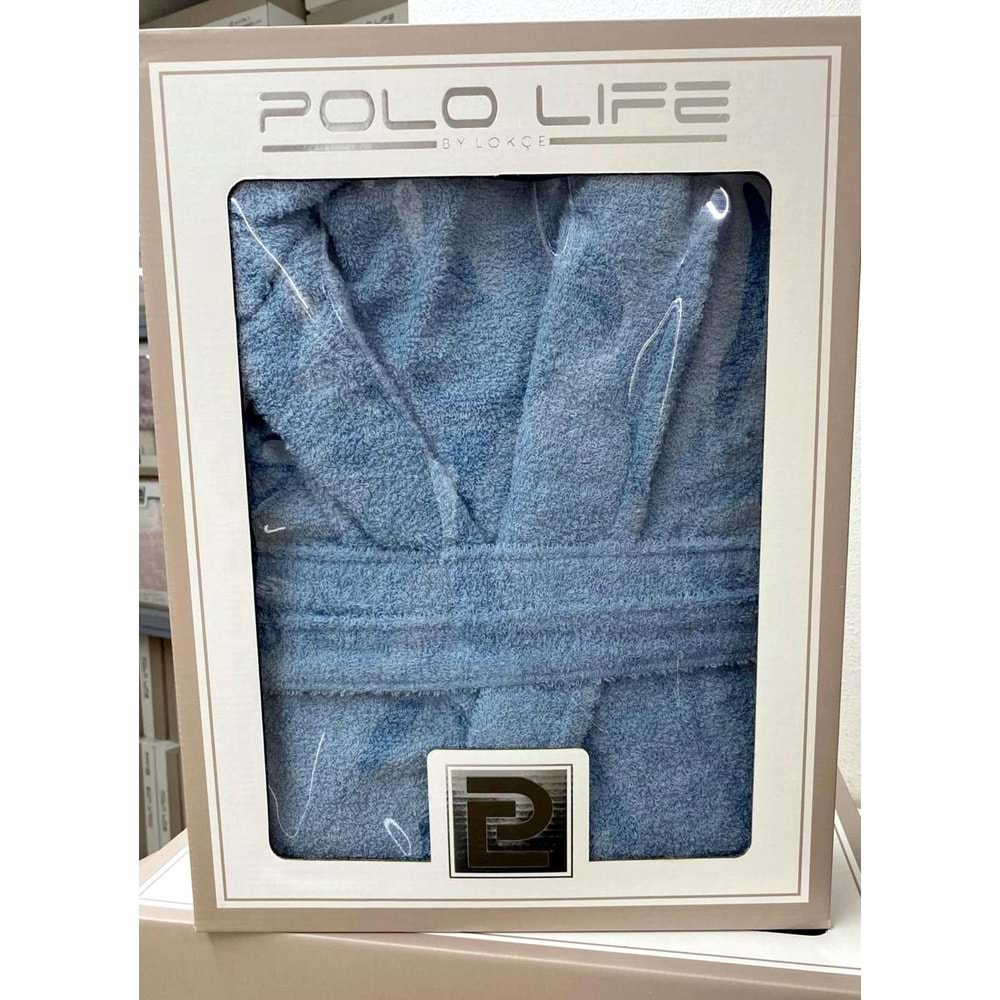 Polo Life Kutulu %100 Pamuk Tek Bornoz Şalyaka-K.Mavi (XXL Beden)