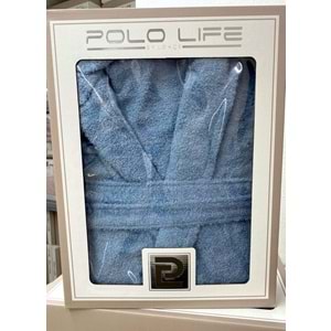 Polo Life Kutulu %100 Pamuk Tek Bornoz Şalyaka-K.Mavi (XXL Beden)