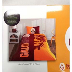 Taç Taraftar Lisanslı Ranforce (Gece Işıldayan) Çarşafı Lastikli Tek Kişilik Nevresim Takımı-Galatasaray Şanlı Aslan