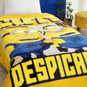 Taç Lisanslı Tek Kişilik Çocuk Battaniye (160x220)-Minions 4 Sarı