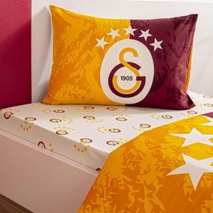 Taç Yeni Galatasaray 5.Yıldız Taraftar Lisanslı Ranforce Çarşafı Lastikli Tek Kişilik Nevresim Takımı
