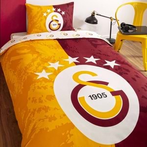 Taç Yeni Galatasaray 5.Yıldız Taraftar Lisanslı Ranforce Çarşafı Lastikli Tek Kişilik Nevresim Takımı