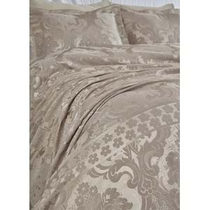 Dantela Armada Jakarlı Çift Kişilik Yatak Örtüsü Seti (250x260)-Bej