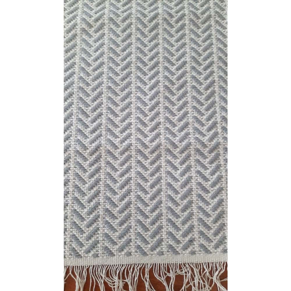 Pamuklu Cotton Kilim Çift Taraflı Yıkanabilir Dekoratif (80x150) - Gri v2