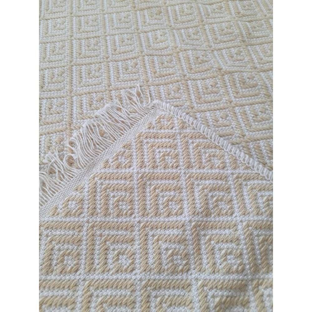 Pamuklu Cotton Kilim Çift Taraflı Yıkanabilir Dekoratif (80x150) - Sarı v2