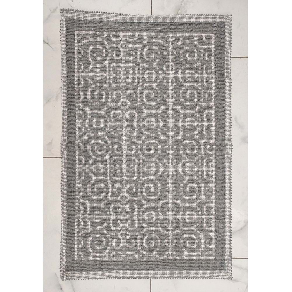 2 ADET Pamuklu Bukle Lüks Kilim (80x125)-Spiral Gri