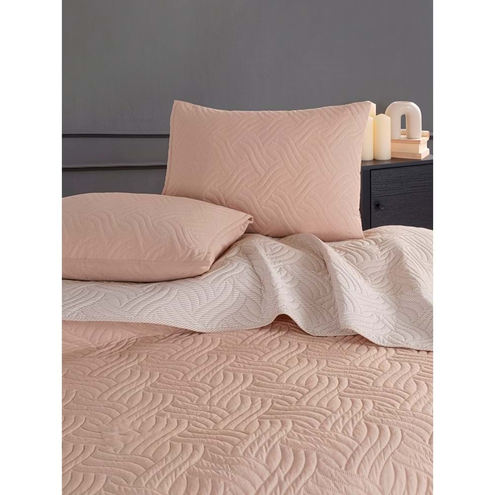 Colors & Colors Dilara Pamuklu Çift Kişilik Yatak Örtüsü Seti (220x240)-Bej Krem