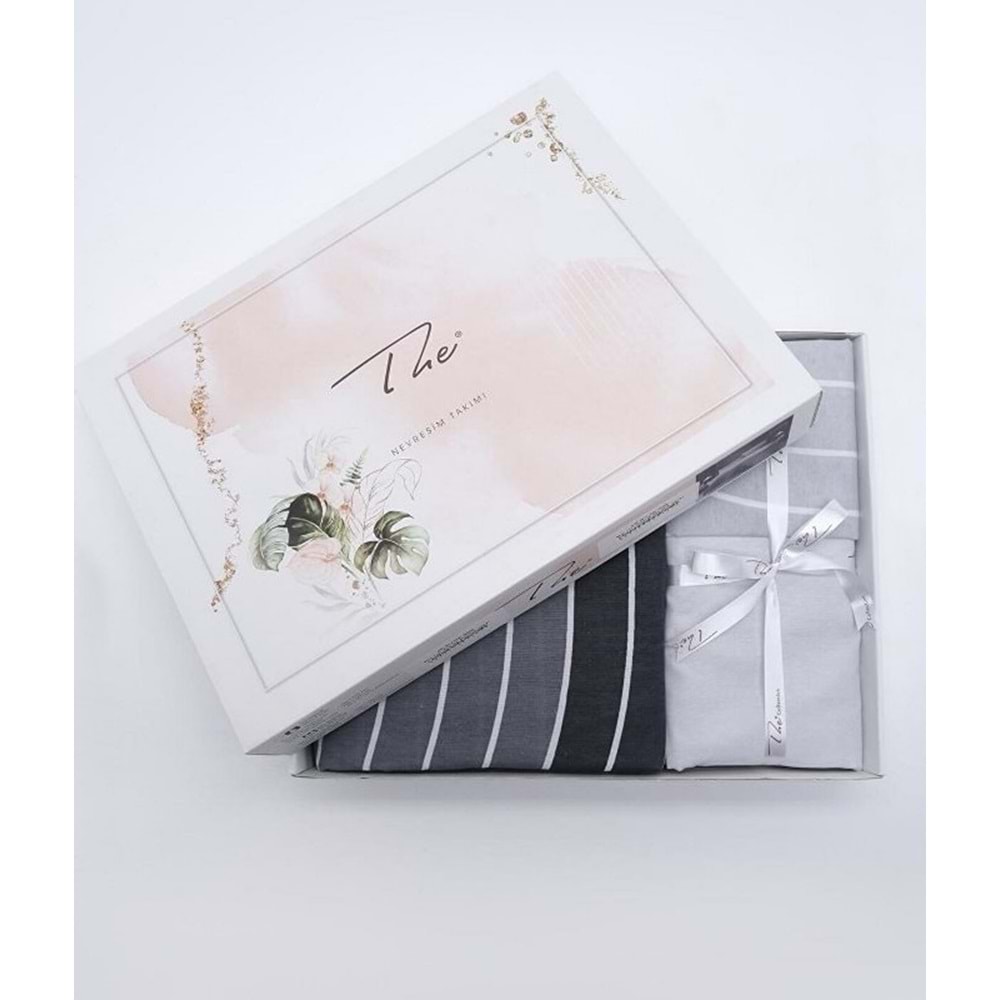 The Ecosse Çarşafı Lastikli Tek Kişilik Nevresim Takımı-Wave Gri