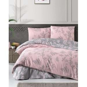 The Ecosse Çarşafı Lastikli Tek Kişilik Nevresim Takımı-Forest Pudra