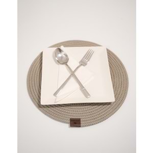 4 Adet Hasır Görünümlü Jüt Supla, Amerikan Servis Lüx Sunum Tabak Altlığı - Bej