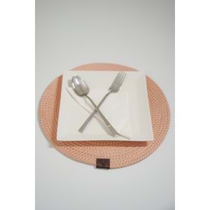 4 Adet Hasır Görünümlü Jüt Supla, Amerikan Servis Lüx Sunum Tabak Altlığı