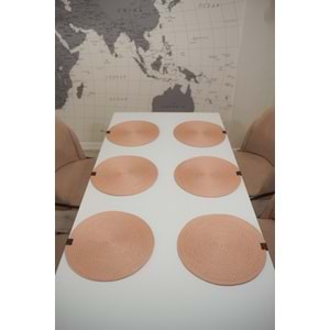 4 Adet Hasır Görünümlü Jüt Supla, Amerikan Servis Lüx Sunum Tabak Altlığı