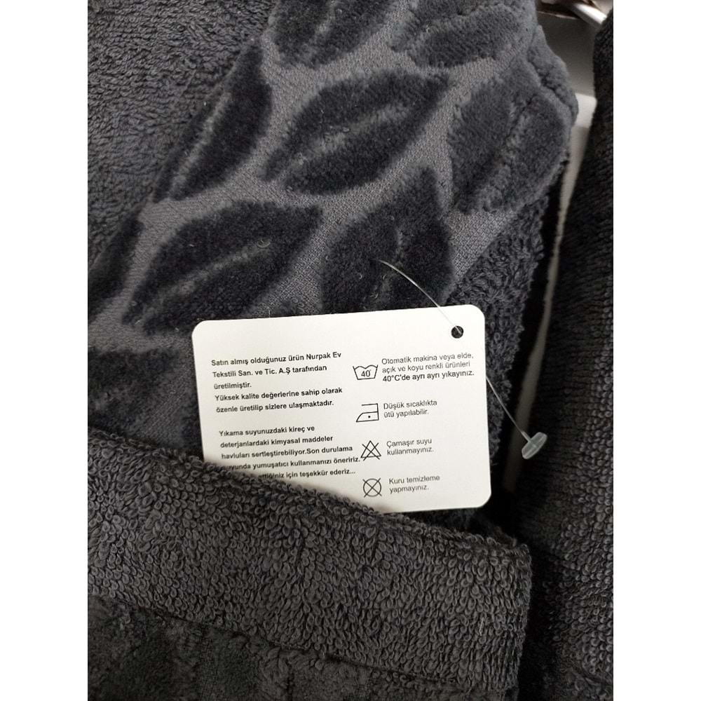 Nurpak Tek Kişilik Bornoz Seti Şalyaka-Hazal Antrasit (Beden XL-XXL)