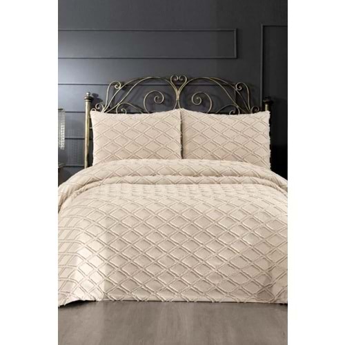 Prestij Puffy Yakut 2 Parça Tek Kişilik Yatak Örtüsü, Pike Örtüsü (180x240)-Kahve