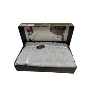 Prestij Puffy Yakut 3 Parça Çift Kişilik Yatak Örtüsü, Pike Örtüsü (250x260)-Gri